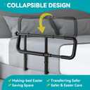 FORTEMOTUS Bed Rails for Elderly Adults Safety with Foldable & Retractable Grab Bar Handrails, ASTM Bedside Rail with Adjustable Height, Storage Pocket & Safety Strap