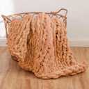 WESHIONGOO Chunky Knit Blanket Throw 40"40" Knitted Throw Blankets for Couch Bed Fluffy Soft Blanket with Jumbo Chenille Yarn Thick 100% Handmade 
