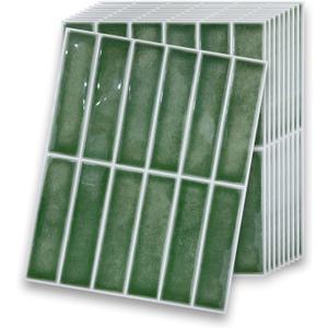 10-Sheet Peel and Stick Backsplash for Kitchen, 10” x 8” Self Adhesive Marble Green Wall Tile Waterproof Removable Stick on Backsplash for Kitchen Bathroom Fireplace, Green Marble