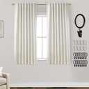 54 Inch Long Curtains,Black Out Linen Back Tab Pleated Room Darkening Blackout Curtains 54 Inch Length 2 Panels Set,Cream Ivory Off White