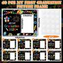 40 Pcs Kindergarten Graduation Picture Frames My First Graduation Paper Photo Frame Gifts Cardboard 2026 Pre-k Preschool Photo Display for Kids Children Congrats Grad Decor(Dark Color)