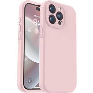 Vooii Compatible with iPhone 15 Pro Case, Upgrade Defender Liquid Silicone, [Enhanced Camera Protection] [Soft Anti-Scratch Microfiber Lining] Shockproof Phone Case iPhone 15 Pro 6.1 inch - Pink Sand