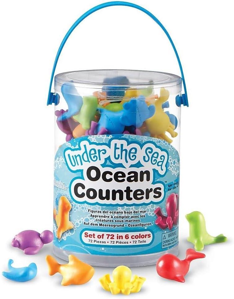 Learning Resources Under The Sea Ocean Counters - 72 Pieces, Ages 3+ Toddler Learning Toys, Counting Toys for Kids, Math Counters for Kids