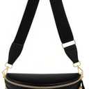 URSKYTOUS Checkered Crossbody Bags for Women Nylon Bum Bag Spacious Trendy Fanny Pack Large Sling Bags with Adjustable Strap (Bh Black)