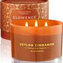 Luxury Cinnamon Scented Fall Candle - Housewarming Fall & Christmas Candle for Home - Elegant Gift for Women & Men - 100% Natural Soy Wax - Large 3 Wick Jar Candle - Up to 40 Hours Burning Time