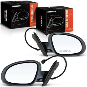 A-Premium Pair (2) Driver and Passenger Side Power Door Mirror - Compatible with Volkswagen Jetta 2005-2010 - Heated Manual Folding Gray Outside Rear View Mirror w/Turn Signal Puddle Light