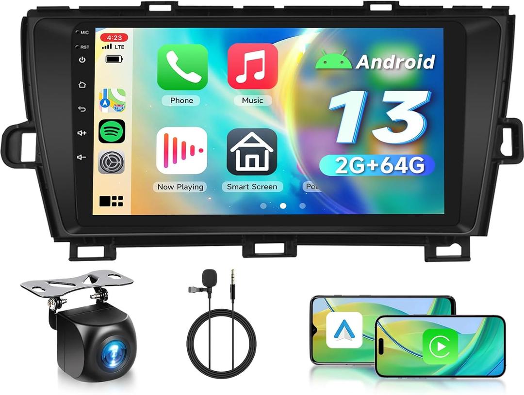 2G+64G Android 13 Car Stereo for Toyota Prius 2010-2015 with JBL with Wireless Carplay Android Auto, 9 Inch Touch Screen Radio Support GPS/WiFi/Bluetooth/FM/SWC/Backup Camera