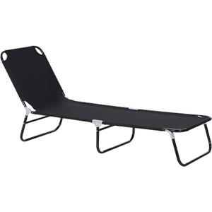 Outsunny Folding Chaise Lounge Pool Chairs, Outdoor Sun Tanning Chairs with 5-Level Reclining Back, Steel Frame for Beach, Yard, Patio, Black (1 Piece)