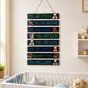 3 x Novabright Bear Wall Decor for Boys Room 8-piece You Are Inspirational Wooden Plaques Signs Tartan Rustic Wall Art Nursery Decor for Toddler Bedroom, Playroom, Baby Shower