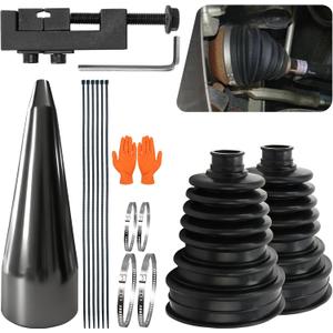 2PCS CV Boot Repair Kit with Expander Tool and Clamps, 4 Stainless Steel Clamps & 6 Cable Ties and Protective Gloves,Universal CV Axle Boot Repair Kit for 19mm to 24mm Shafts