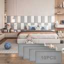 YLL Peel and Stick Headboard Grey Upholstered 3D Anti-Collision Wall Padding Soundproof Panels Pack of 10