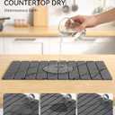 Yofidra Large Stone Dish Drying Mat for Kitchen Counter, Quick Dry Stone Mats with Absorbent Diatomaceous Earth, Foldable Roll Up Drying Organizer Pad for Utensils Plate, 24"×16", Dark Gray Marble