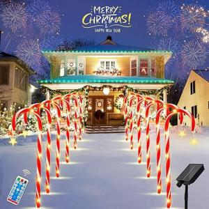 Christmas Decorations Candy Cane Lights with 8 Modes, Christmas Lights Outdoor Waterproof, Christmas Outdoor Decorations for Yard/Garden/Lawn/Tree/Pathway/Patio Christmas Decorations Candy Cane Lights with 8 Modes, Christmas Lights Outdoor Waterproof, Christmas Outdoor Decorations for Yard/Garden/Lawn/Tree/Pathway/Patio