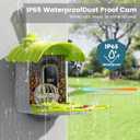 Smart Bird Feeder with Camera, AI Identify Birds Species Solar Powered, 2K HD Video Bird House with Camera, Instant Arrival Alerts, Waterproof Squirrel Proof, Gift for BirdLovers, 2.4GHz WiFi, Green