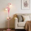 Pink Flower Floor Lamp with Table, Adjustable Floral Standing Lamp for Girl