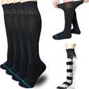 Walking Boot Socks Replacement Sock Liner for Orthopedic Walker Brace,Tube Socks Under Air Cam Walkers and Fracture Boot Cast Surgical Leg Cover Black 2 Pairs