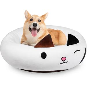 26" Calico Cat Pet Bed, Calming Dog & Cat Plush Bed, Fulffy Comfy Padded Cat Mat Plush Pet Bed, Non-Slip Bottom, Soft Washable Sleeping Dog Cot for Medium Small Dogs Cat Puppy Kitty