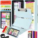 Nursing Clipboard Foldable with Medical Edition Cheat Sheets, 3 Layers Aluminum Foldable Clipboard for Nursing, Notepad for Students, Nursing School Essentials (Mint)