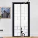 DIY Adjustable Insulated Door Curtain Fit Doors Size Width 29" - 34" Height 79" - 82"- Reinforced Self Sealing Magnetic Screen Door, Hands Free Door Screen with Closure Weighted Bottom, Grey