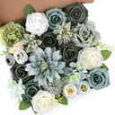 AGIRL Artificial Flowers Combo Silk Mix Green Fake Flower with Stems for DIY Wedding Bouquets Centerpieces Arrangements Table Chair Decor Baby Shower Home Decor (Sage Green)