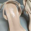 Mostrin Nude Heels for Women Beige Strappy Lace Up Ankle Strap Heels Pointed Open Toe Stiletto High Heeled Sandals for Prom, Party, Daily Size 7.5, Nude