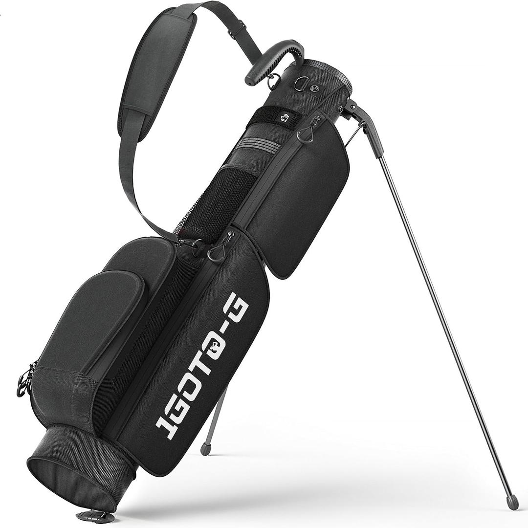 Golf Lightweight Stand Bag, Par 3 Sunday Small Golf Bag with 2 Way Dividers Rain Hood Cooler Pocket Shoulder Strap and Multiple Storage Pockets for Men and Women