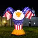 Kathfly 6FT 4th of July Patriotic Inflatable Decor Red Blue White American Flag Blow up Eagle Built in LED Light/Blower for Independence Day Parade Veterans Outdoor Lawn