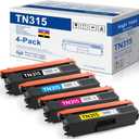 TN315 BK/C/M/Y High Yield Toner Cartridge 4 Pack Compatible Replacement for Brother TN315 TN315 TN310 MFC9970CDW HL4150CDN HL4570CDW MFC9460CDN MFC9560CDW Printer