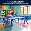 Flash Furniture Wren Adjustable Classroom Activity Table for School and Home, Plastic Activity Table for Kids, 23.625" W x 47.25" L, Gray/Blue, Set of 1