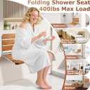 16 Inch Foldable Shower Seat Wall Mounted, Folding Shower Bench for Small Shower Spaces, 400lbs Max Load for Inside Shower, Foldable Chair for Seniors Adults,304 Stainless Steel