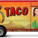 BreezeHug 6 ft Mexican Fiesta Party Decoration Taco Truck Cardboard Cutout Stand-up Cinco De Mayo Life Size Photo Props Taco Backdrop Background for Mexican Themed Birthday Party Supplies