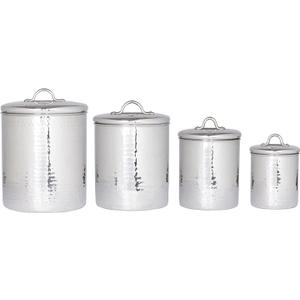 Old Dutch 4 Piece Hammered Canister Set, Stainless Steel, 4 quart/2 quart/1-1/2 quart/1 quart