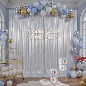 10x10ft Silver Sequin Backdrop Curtain for Parties Glitter Photo Backdrop Wrinkle Free Polyester Drapes Shimmer Back Drop for Wedding Birthday Baby Shower Photography Shiny Background 2 Panels 5x10ft