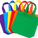 Aneco 24 Pack Party Non-Woven Gift Bags Reusable Tote Bags in Bulk Rainbow Goody Bag with Handles for Birthday Party Supplies (9.5 x 9.5 Inches)