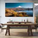 Landscape Canvas Wall Art Large Blue Lake and Mountain Artwork 29"x58"