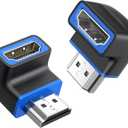 Cable Matters 2-Pack 48Gbps 8K Right Angle HDMI 2.1 Adapter with HDR, Supports 8K@60Hz / 4K@240Hz, 90 Degree HDMI Adapter Male to Female, Black