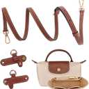 2Sets Shoulder Strap for Longchamp Bag Women, Purse Organizer, No-Punch Length Adjustable Leather Replacement Strap (1.2cm Beige)