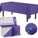Exquisite Purple Plastic 54x300in Rectangular Tablecloth Roll with Built-in Cutter - 30 Feet, Disposable, Waterproof, All-Season, Birthday