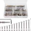 binifiMux 114 Pieces M6 Rivet Countersunk Hex Socket Cap Bolts and Hex Head Barrel Nuts Assortment Kit for Furnitures Cribs Chairs, Nickel Plated