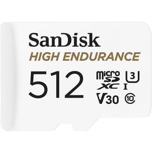 SANDISK 512GB High Endurance Video microSDXC Card with Adapter for Dash Cam and Home Monitoring Systems - C10, U3, V30, 4K UHD, Micro SD Card - SDSQQNR-512G-GN6IA