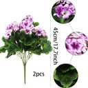 2 Pcs Artificial Geraniums for Outdoor Silk Geranium Flowers Purple Artificial Geranium Bush Faux Flowers Geraniums Branch for Garden Patio Cemetary Vase Table Centerpiece Indoor Decor