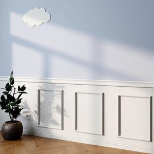 JBER Peel and Stick Wall Molding Kit, 6 Pre-Cut Wainscoting Panels, White, 32 x 24 in