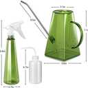 Goowin Indoor Plants Watering Can - Long Spout 47 oz with Bonus 16 oz Spray Bottle & 8.5 oz Squeeze Bottle, Green