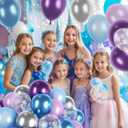 2 x 60pcs Snow Balloons - 12 Inch Purple & Blue Latex Helium Balloons for Birthday Party Arch Garland Kit - Boys & Girls Themed Decorations