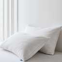 Three Geese White Goose Feather Down Pillows Standard Size, Cotton Pillows Set of 2-100% Cotton, Medium Firm,Soft Support