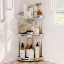 Binecer Corner Shower Caddy Standing, 3 Tier Shower Organizer Stand with Soap Holder, Rustproof Shower Shelves for Bathroom Storage, Silver