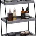 3-Tier Wood Storage Organizer for Restroom  Kitchen  Coffee Bar, Bathroom Sink Organizer Countertop, Bathroom Vanity Counter Top Organizers, Spice, Skincare, Perfume Rack, Detachable - Black