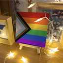 3 x LGBT Pride Month Gifts for Men Women, LGBT Rainbow Progress Pride Lesbian Gay Queer Home Office Desk Decor, LGBTQ Equality Decor Sign