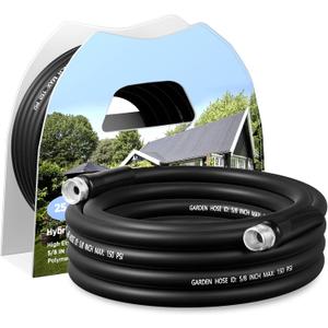 Garden Hose 25Ft x 5/8'' Water Hose, Flexible and Leakproof Hybrid Garden Hose for RV, Trailer, Patio and Outdoor (25 Ft, Black)