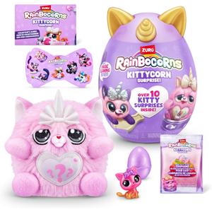 Rainbocorns Kittycorn Surprise Series 2 (Chinchilla Cat) by ZURU, Collectible Plush Stuffed Animal, Surprise Egg, Sticker Pack, Slime, Ages 3+ for Girls, Children